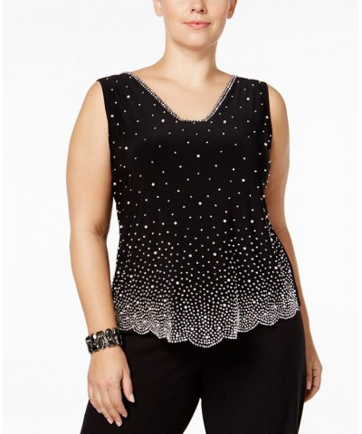 Plus Size Embellished Blouse Black $37.92 Tops