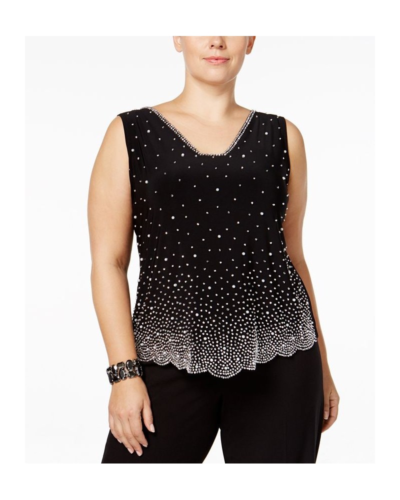 Plus Size Embellished Blouse Black $37.92 Tops