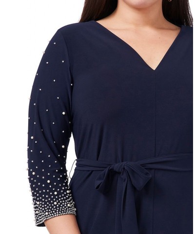 Plus Size Beaded Fit & Flare Dress Navy $47.96 Dresses