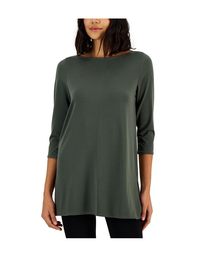 Women's Boat-Neck 3/4-Sleeve Tunic Sargasso Sea $19.11 Tops