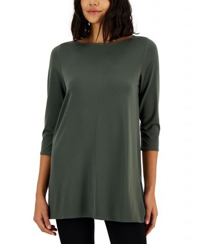 Women's Boat-Neck 3/4-Sleeve Tunic Sargasso Sea $19.11 Tops