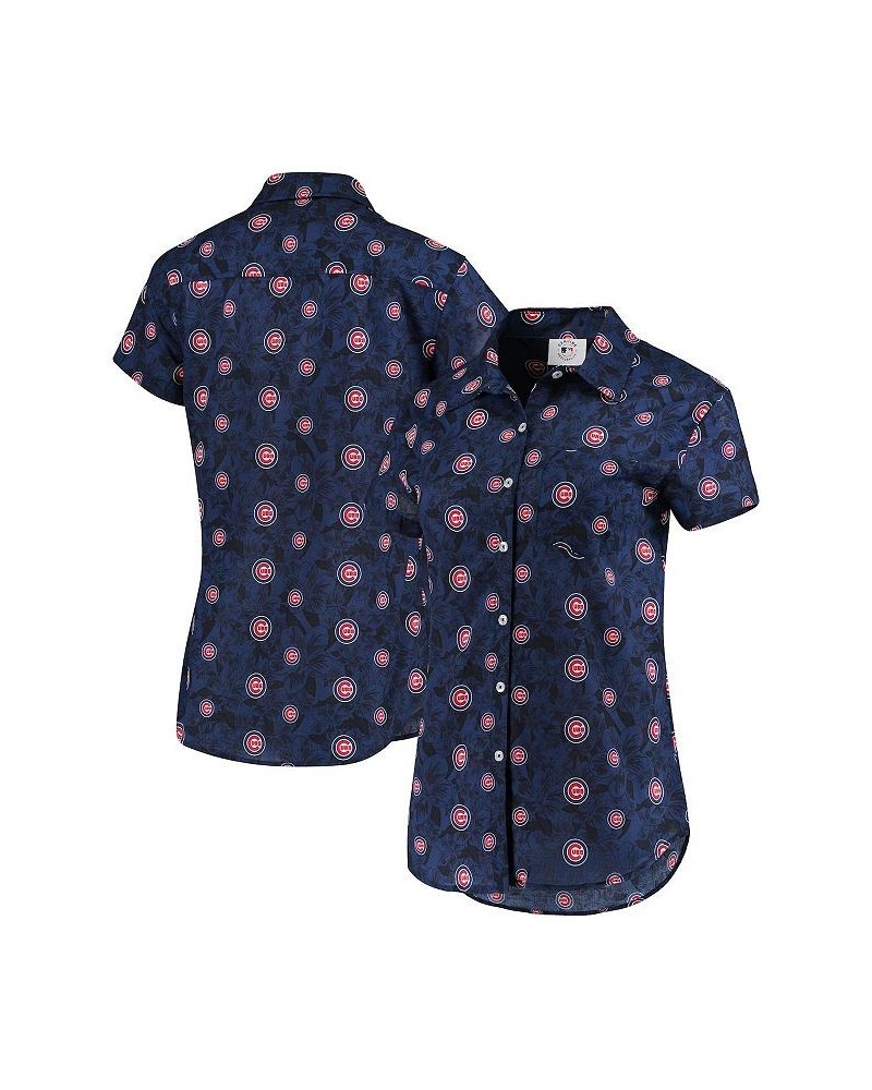 Women's Royal Chicago Cubs Floral Button Up Shirt Royal $37.60 Tops