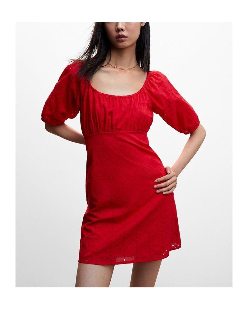 Women's Broderie Anglaise Dress Red $38.40 Dresses