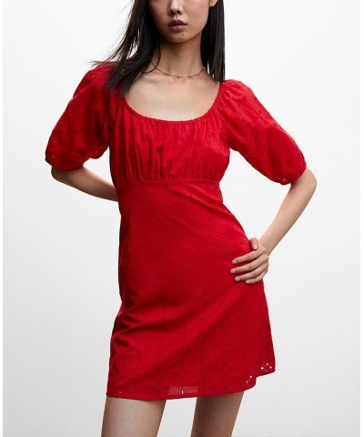 Women's Broderie Anglaise Dress Red $38.40 Dresses