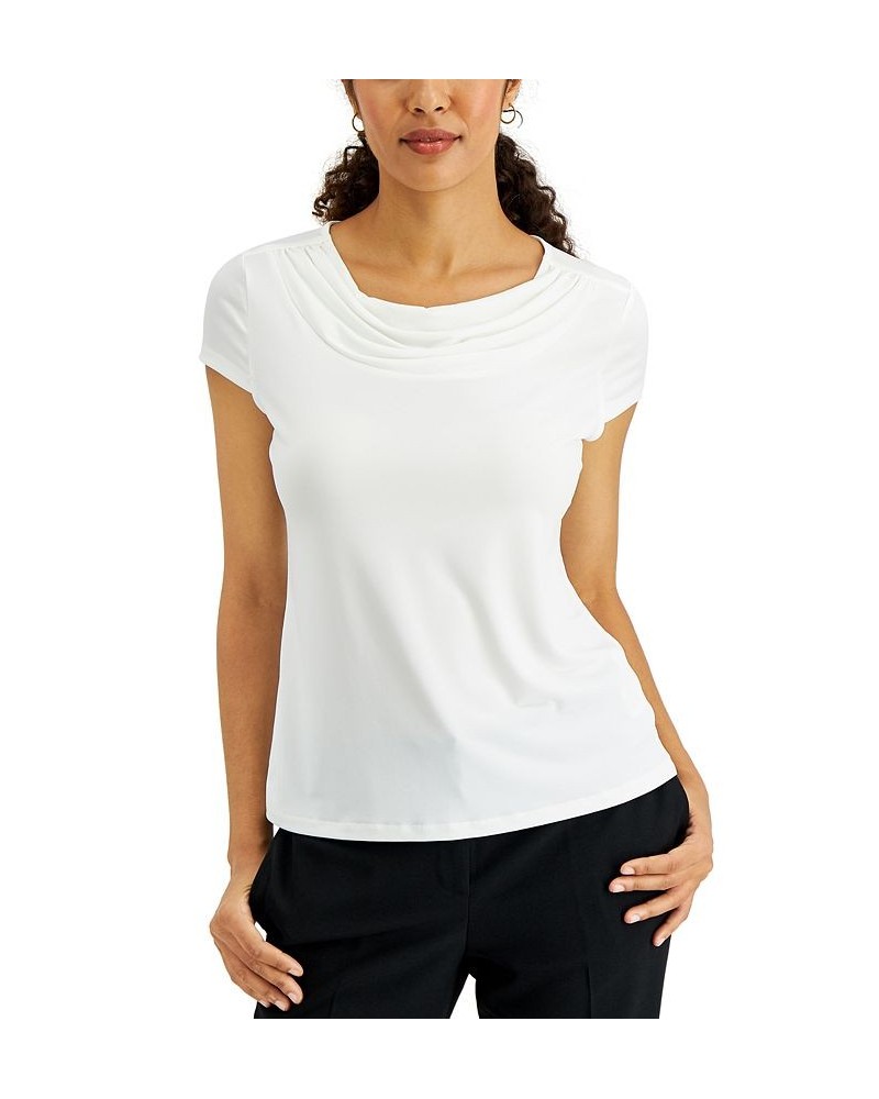 Petite Cowl-Neck Top White $33.04 Tops