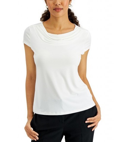 Petite Cowl-Neck Top White $33.04 Tops