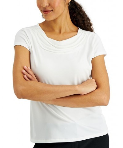 Petite Cowl-Neck Top White $33.04 Tops