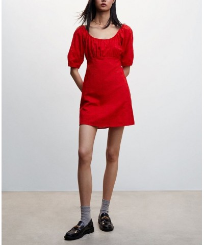 Women's Broderie Anglaise Dress Red $38.40 Dresses