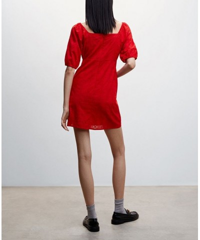 Women's Broderie Anglaise Dress Red $38.40 Dresses