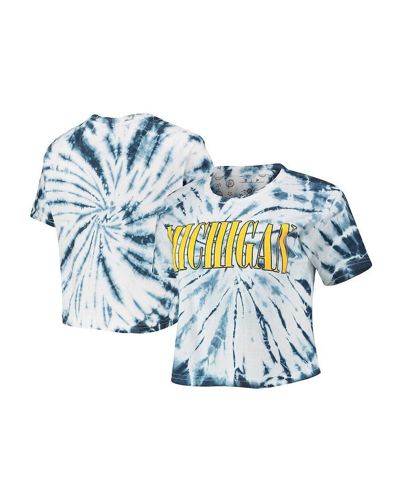 Women's Navy Michigan Wolverines Showtime Tie-Dye Crop T-shirt Navy $20.25 Tops