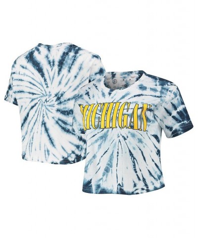 Women's Navy Michigan Wolverines Showtime Tie-Dye Crop T-shirt Navy $20.25 Tops