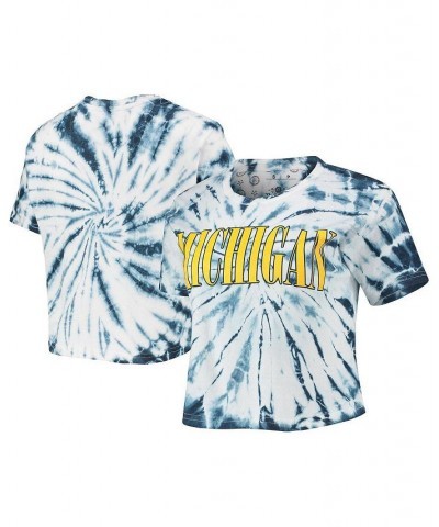 Women's Navy Michigan Wolverines Showtime Tie-Dye Crop T-shirt Navy $20.25 Tops