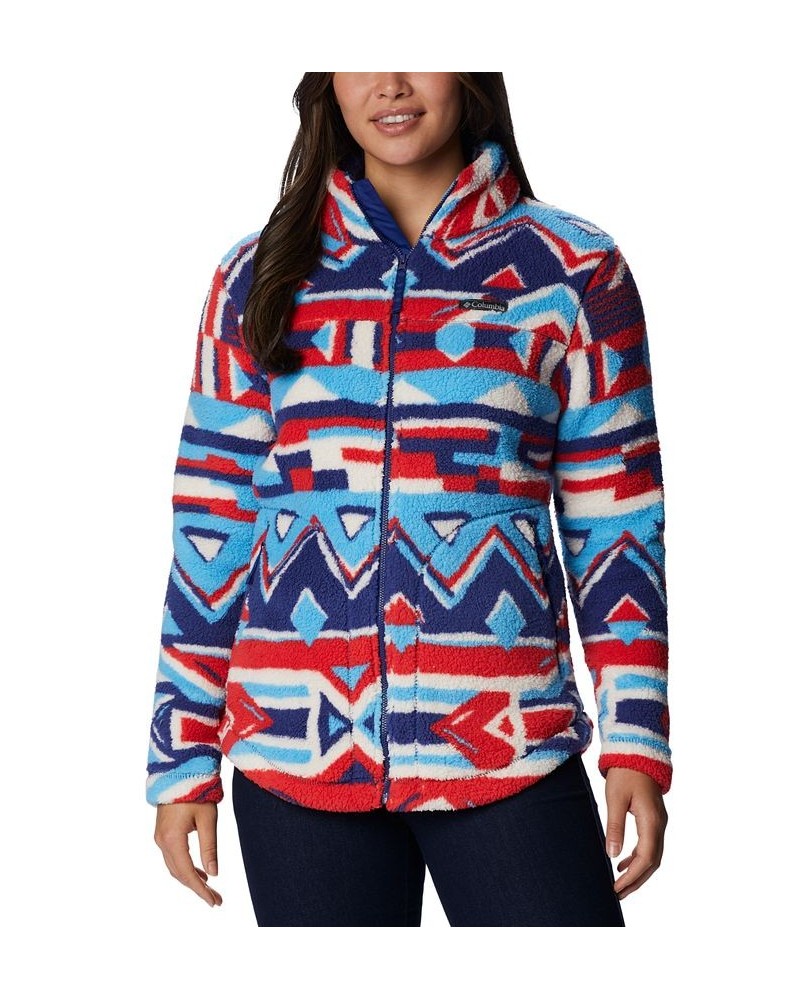 Women's West Bend Full Zip Fleece Jacket Red Lily Print $31.20 Jackets