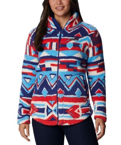 Women's West Bend Full Zip Fleece Jacket Red Lily Print $31.20 Jackets