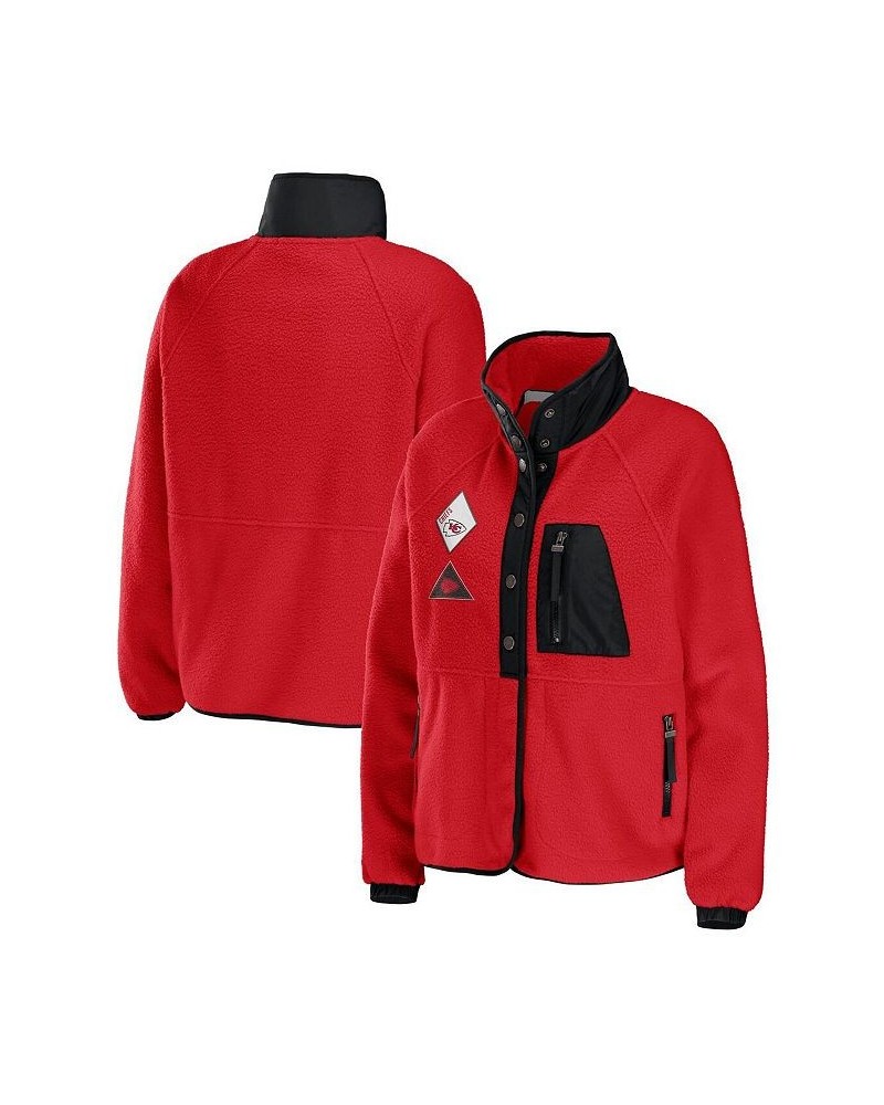 Women's Red Kansas City Chiefs Polar Fleece Raglan Full-Snap Jacket Red $48.40 Jackets