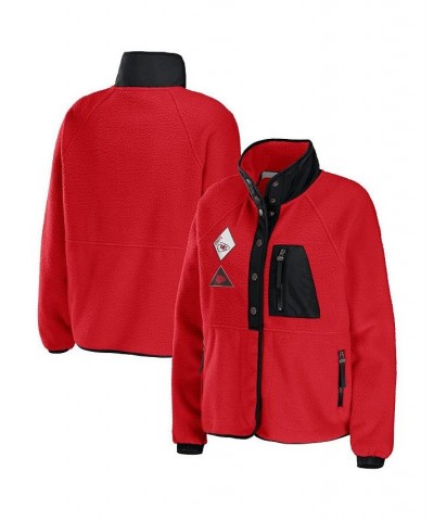 Women's Red Kansas City Chiefs Polar Fleece Raglan Full-Snap Jacket Red $48.40 Jackets