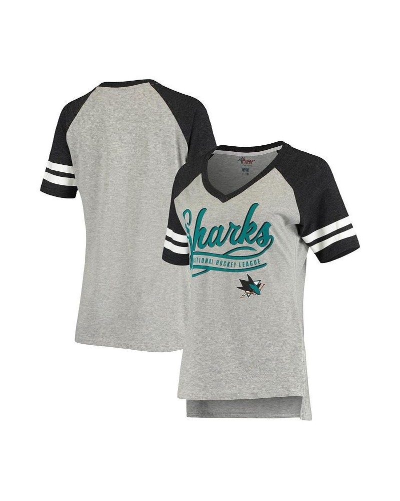 Women's Heathered Gray Black San Jose Sharks Goal Line Raglan T-shirt Heathered Gray, Black $17.84 Tops