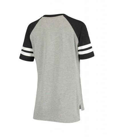 Women's Heathered Gray Black San Jose Sharks Goal Line Raglan T-shirt Heathered Gray, Black $17.84 Tops