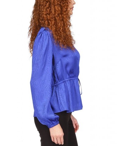 Women's Peplum-Hem Wrap Top Dark Blue $31.65 Tops