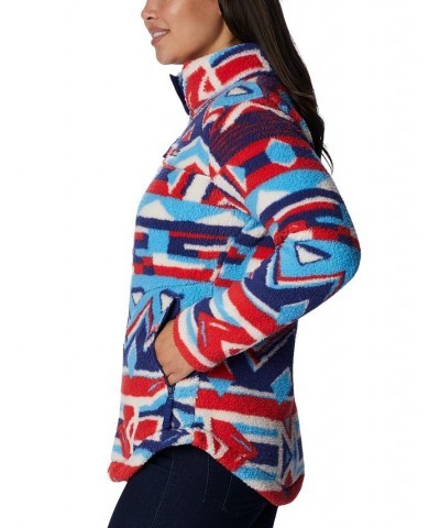 Women's West Bend Full Zip Fleece Jacket Red Lily Print $31.20 Jackets