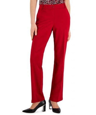 Women's Faux-Fly Pull-On Wide-Leg Pants Fire Red $19.60 Pants