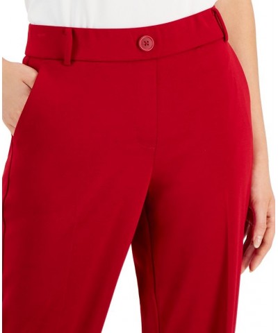 Women's Faux-Fly Pull-On Wide-Leg Pants Fire Red $19.60 Pants