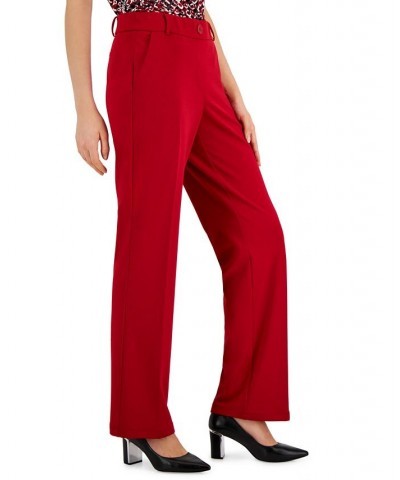 Women's Faux-Fly Pull-On Wide-Leg Pants Fire Red $19.60 Pants