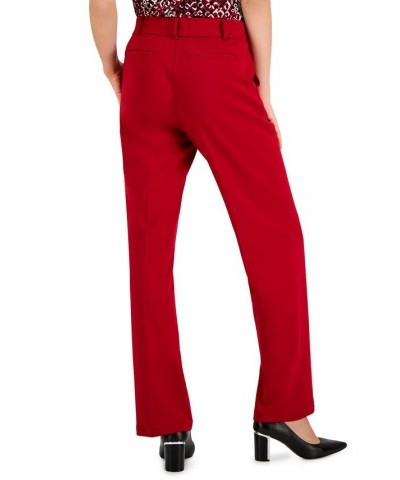 Women's Faux-Fly Pull-On Wide-Leg Pants Fire Red $19.60 Pants