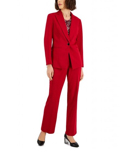 Women's Faux-Fly Pull-On Wide-Leg Pants Fire Red $19.60 Pants