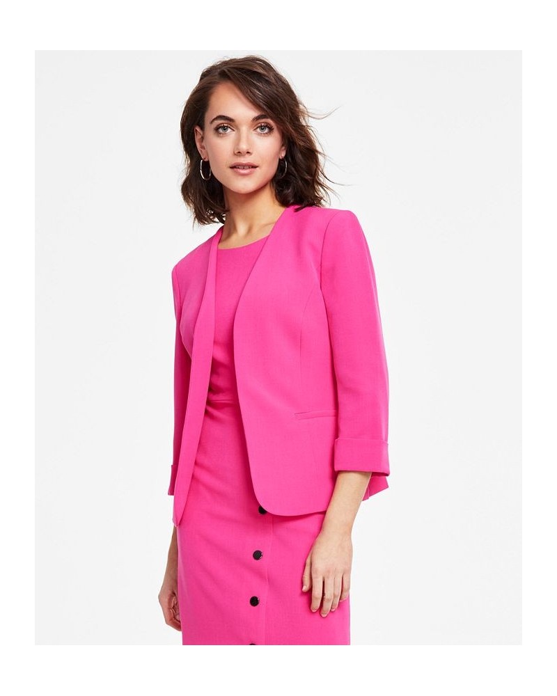 Petite Stretch Crepe Open-Front Roll-Sleeve Jacket Riviera $33.62 Jackets