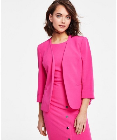 Petite Stretch Crepe Open-Front Roll-Sleeve Jacket Riviera $33.62 Jackets