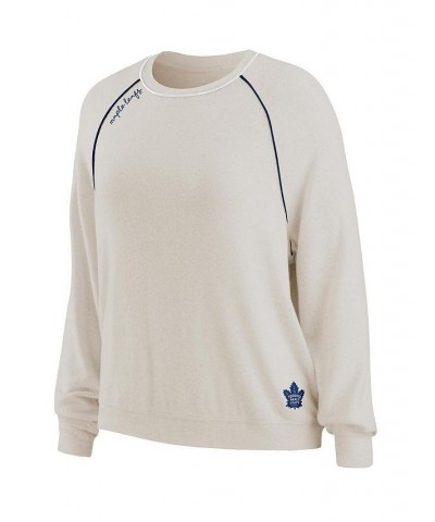 Women's Oatmeal Toronto Maple Leafs Raglan Pullover Sweatshirt and Pants Lounge Set Oatmeal $37.40 Pajama