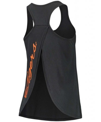 Women's Black Clemson Tigers Vintage-Like Charm Open Back Tank Top Black $25.19 Tops