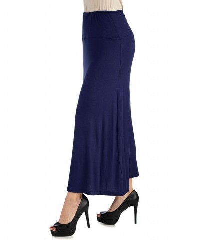 Women's Elastic Waist Maxi Skirt Blue $32.83 Skirts