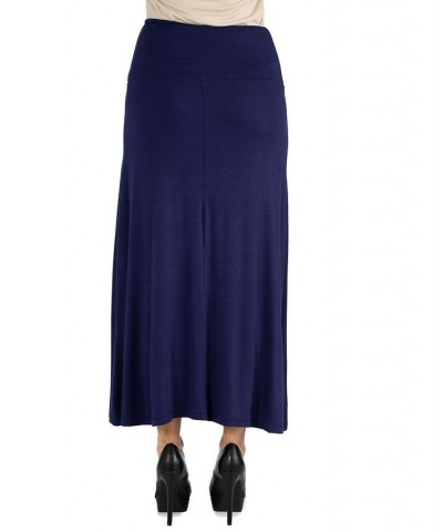 Women's Elastic Waist Maxi Skirt Blue $32.83 Skirts