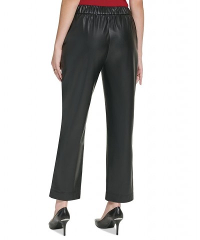 Women's X-Fit Faux Leather Slim Leg Pants Black $33.31 Pants