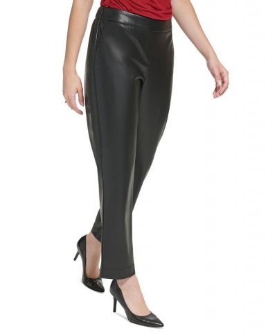 Women's X-Fit Faux Leather Slim Leg Pants Black $33.31 Pants