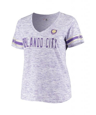 Women's by New Era Purple Orlando City SC Plus Size Logo Space Dye V-Neck T-shirt Purple $35.99 Tops