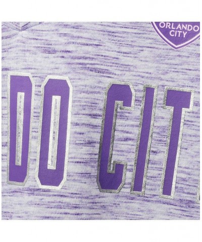 Women's by New Era Purple Orlando City SC Plus Size Logo Space Dye V-Neck T-shirt Purple $35.99 Tops