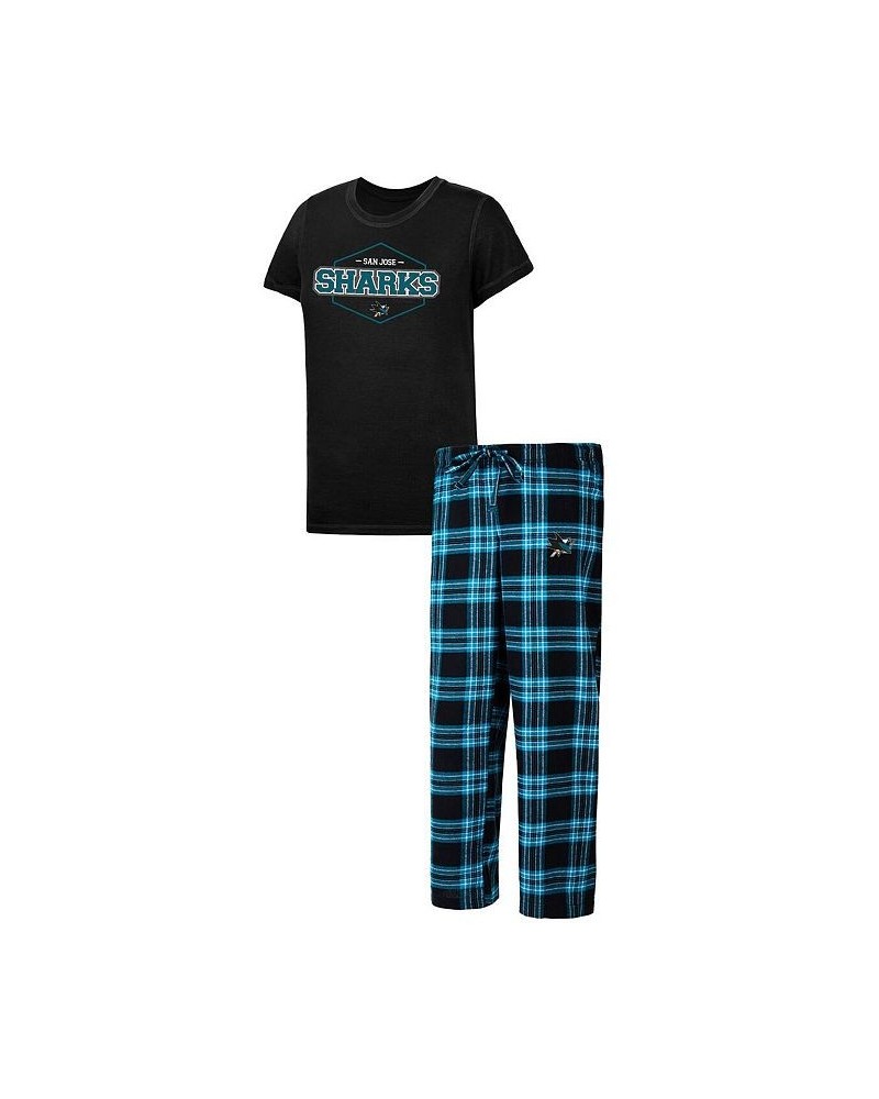 Women's Black Teal San Jose Sharks Badge T-shirt and Pants Sleep Set Black, Teal $37.39 Pajama