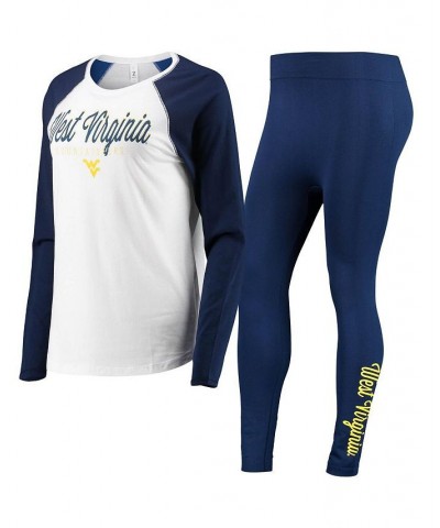 Women's White Navy West Virginia Mountaineers Raglan Long Sleeve T-shirt and Leggings Sleep Set White, Navy $31.20 Pajama