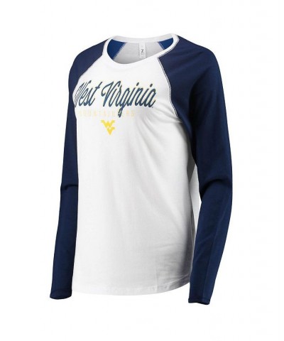 Women's White Navy West Virginia Mountaineers Raglan Long Sleeve T-shirt and Leggings Sleep Set White, Navy $31.20 Pajama