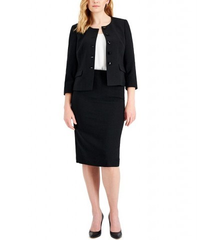 Women's Snap Front Skirt Suit Regular and Petite Sizes White $63.00 Skirts