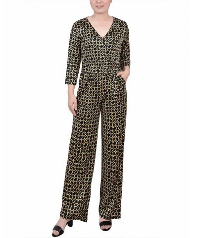 Petite 3/4 Sleeve Printed Belted Jumpsuit Multi $17.63 Pants