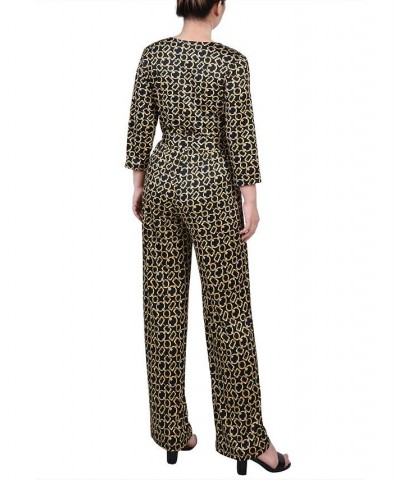 Petite 3/4 Sleeve Printed Belted Jumpsuit Multi $17.63 Pants