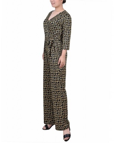 Petite 3/4 Sleeve Printed Belted Jumpsuit Multi $17.63 Pants