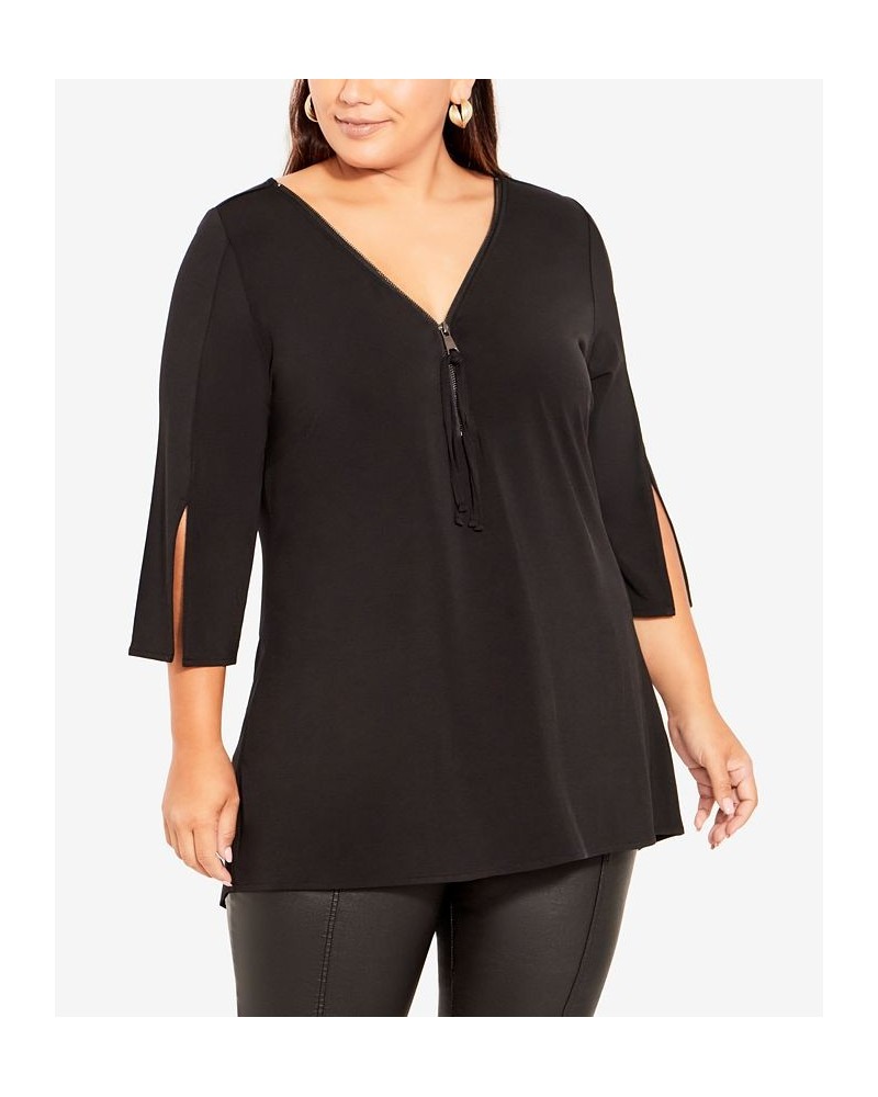 Plus Size Luella Plain V-neck Top Black $24.78 Tops