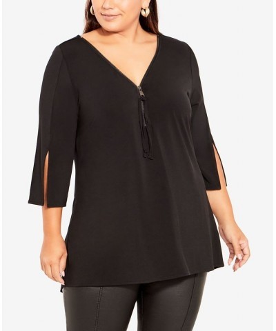 Plus Size Luella Plain V-neck Top Black $24.78 Tops