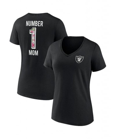 Women's Branded Black Las Vegas Raiders Team Mother's Day V-Neck T-shirt Black $21.41 Tops