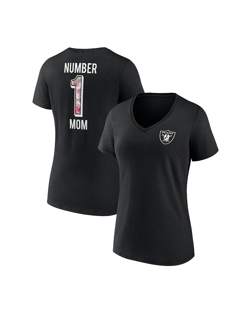 Women's Branded Black Las Vegas Raiders Team Mother's Day V-Neck T-shirt Black $21.41 Tops